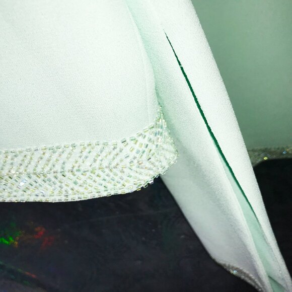 Rare Vintage Mint Green Beaded Cocktail Dress by Frank Usher - NWT size US16 - Picture 6 of 10